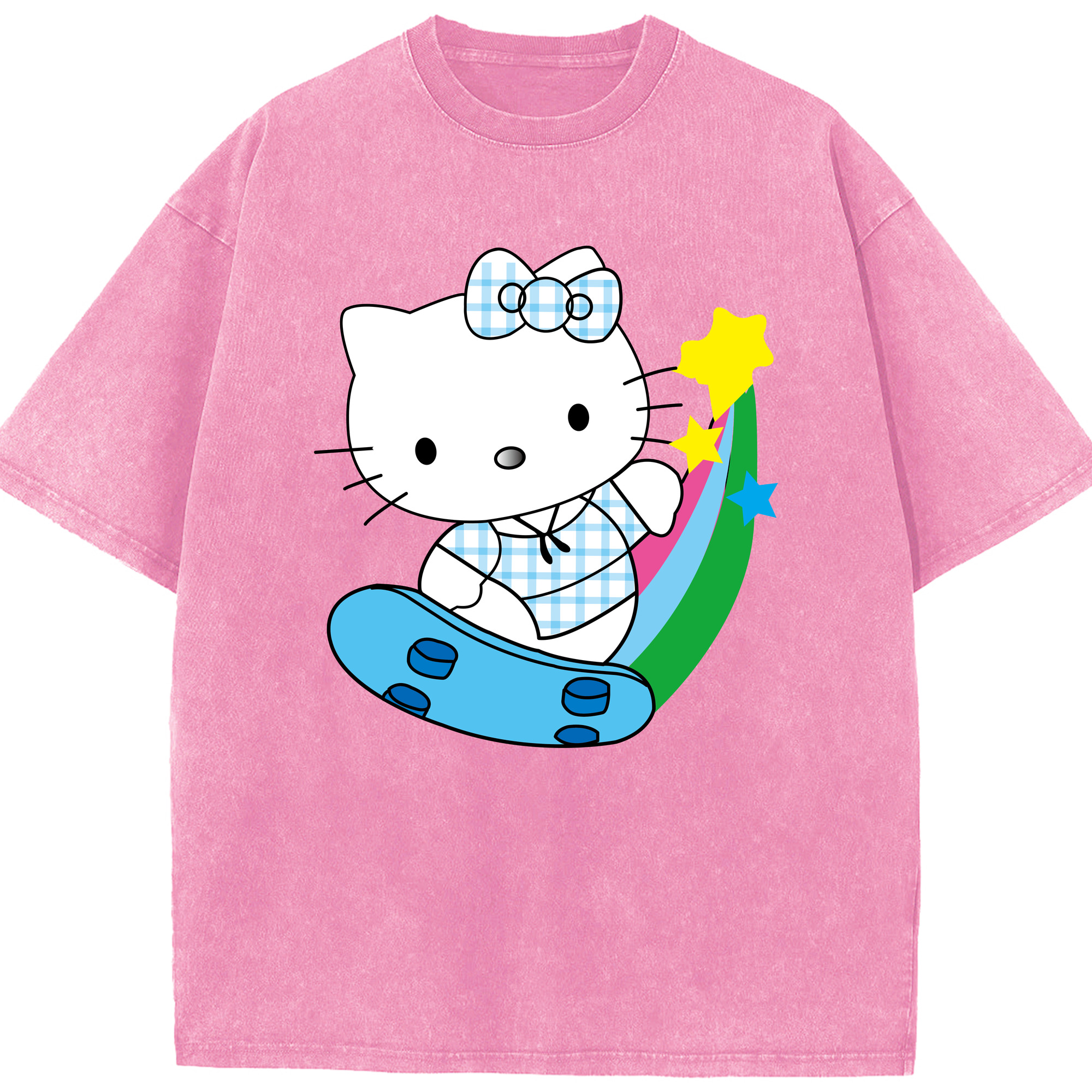 （画像用） Hello Kitty ハローキティ 綿100% ヴィンテージ風 半袖Tシャツ（フロントプリント）